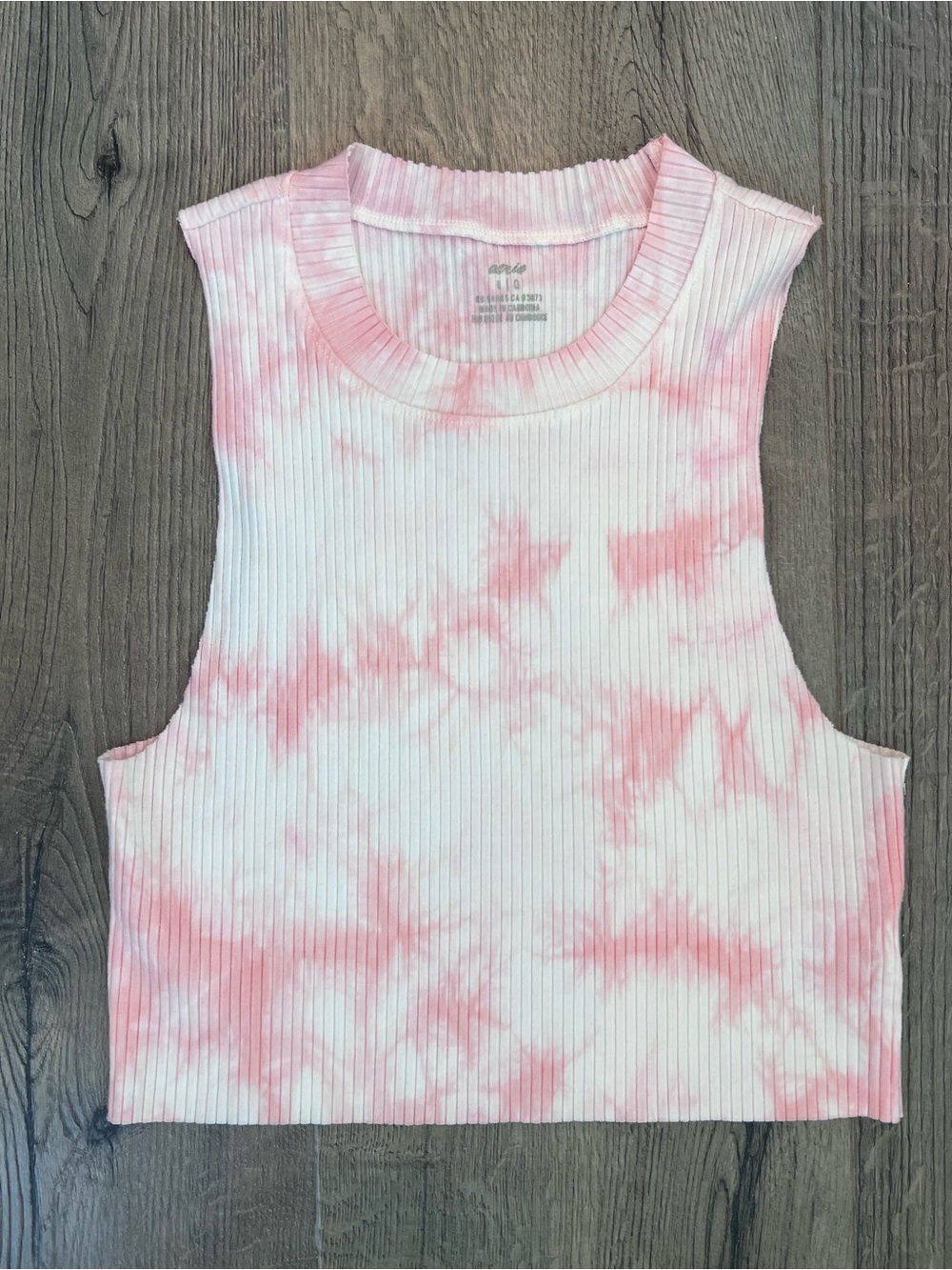 Aerie Ribbed Tie-Dye Crop Tank Top - Pink & white - Lg